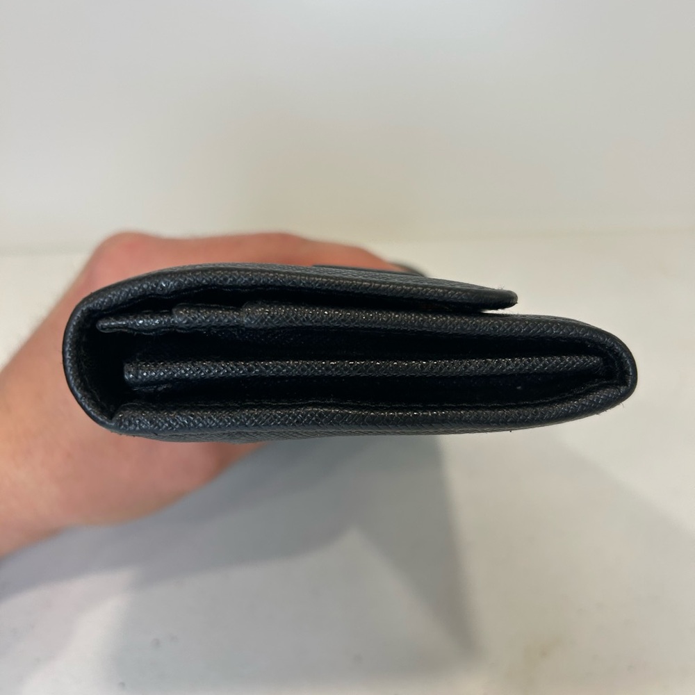 Prada Long Wallet Bi fold Black Leather with ribbon. - Picture 6 of 9